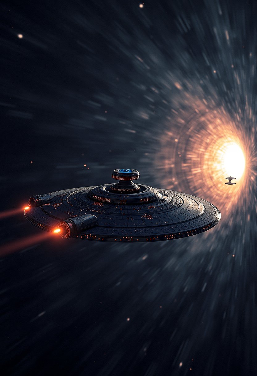 ultrarealistic ufo starship fleet flying in realistic black hole vortex8k resolution,sharp focus,