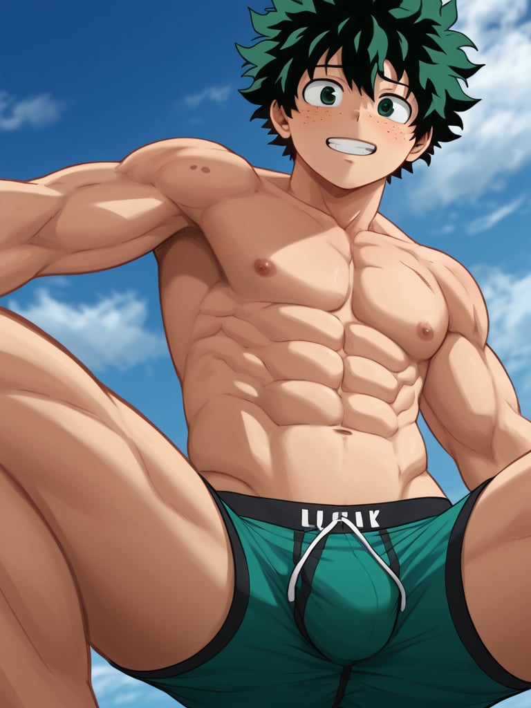 Izuku Midoriya, Percing,abs, boxer