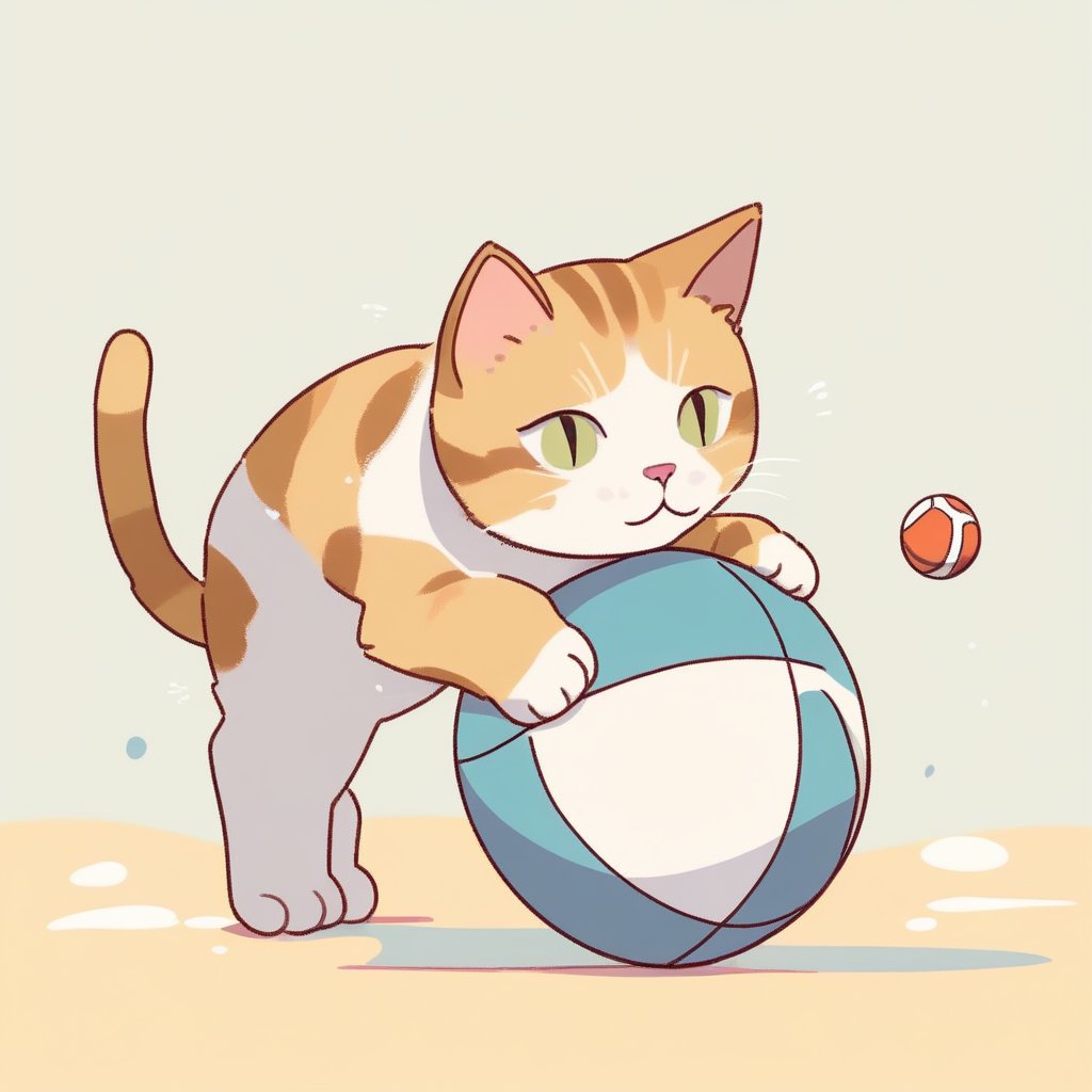 A cat playing a ball