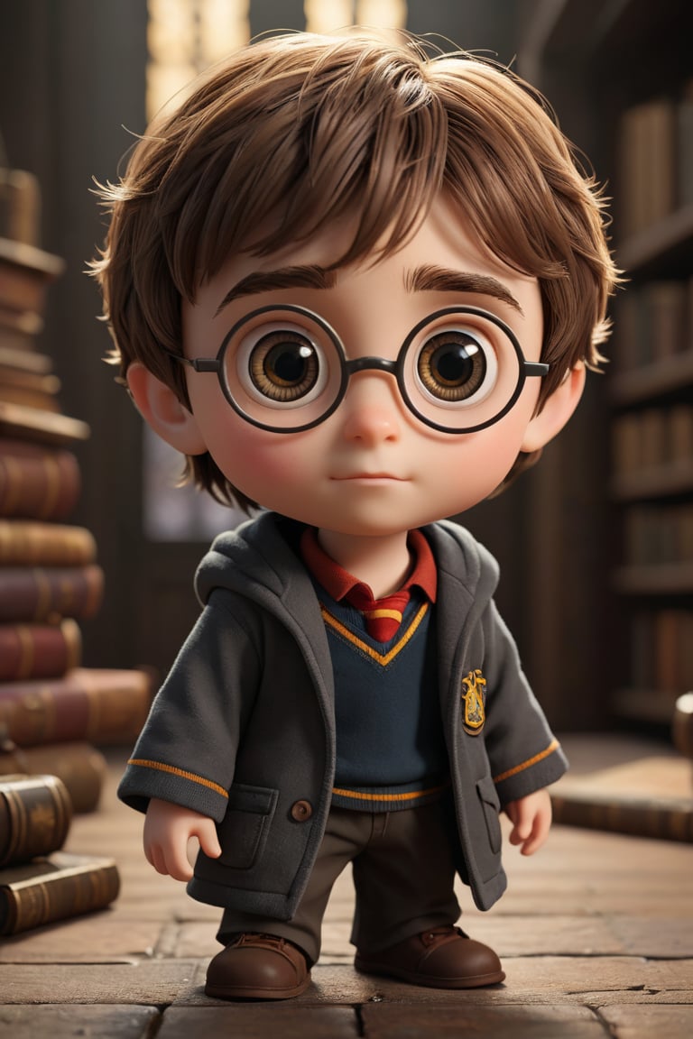 harry potter, potter, very cute tiny, rim lighting, adorable big eyes, small,pixar, ultra hd, realistic, vivid colors, highly detailed, UHD drawing, perfect composition, beautiful detailed intricate insanely detailed octane render trending on artstation, 8k artistic photography, photorealistic concept art, soft natural volumetric cinematic perfect light ,photorealistic:1.3, best quality, masterpiece