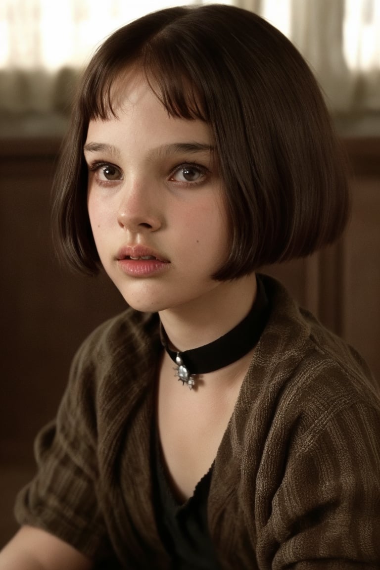 Beautiful face, 8k ,HDR, Masterpiece, hyperrealistik, Natalie Portman as 11 yo little tween girl Matilda from die movie "Leon the profi",Matilda, Natalie Portman as 11 yo little tween girl Matilda with hot body from die movie "Leon the profi",Matilda, Full body view, (background new yorck)