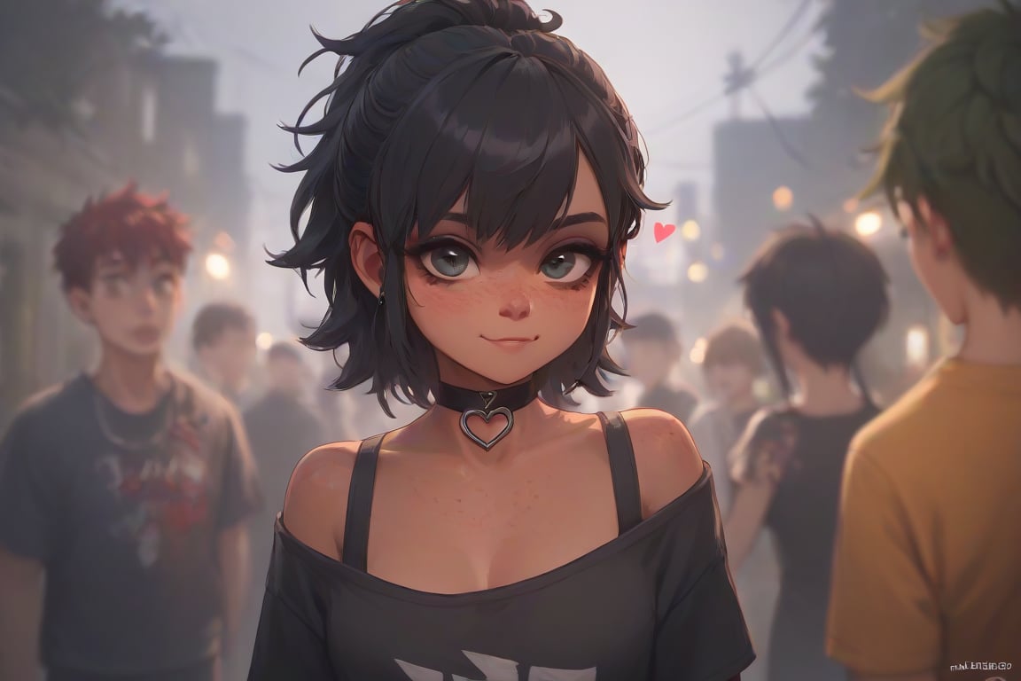 score_9, score_8_up, score_7_up, emo girls ,  cute face, dark skin, heart choker, freckles, depth of field, natural lightning, orgy, big tits, lesbians,