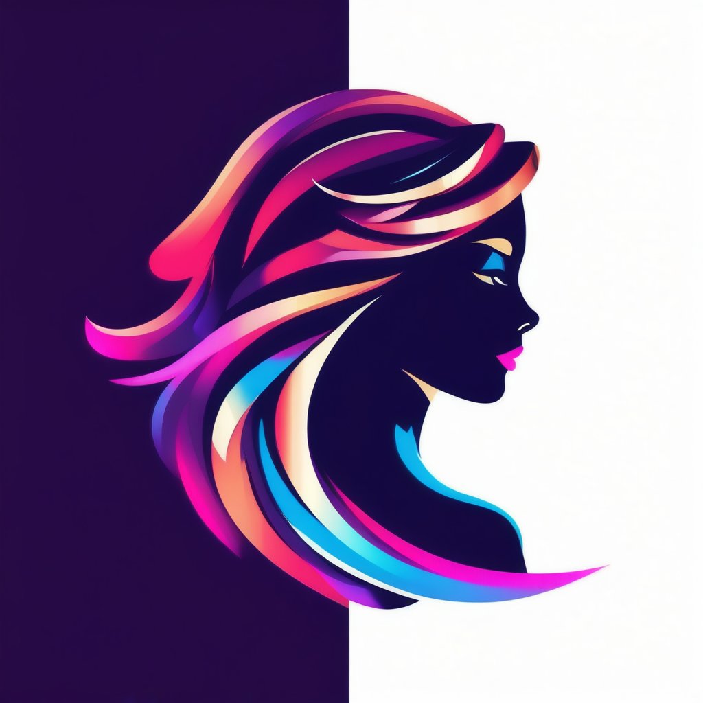 Craft a gaming logo with a fashion theme, merging fashion and AI elements. The logo showcases a stylized, abstract depiction of a woman's face, embodying elegance and technology. The design is vibrant and elegant, utilizing a colorful palette that is both eye-catching and refined. The composition is sleek and impactful, with a focus on modern aesthetics and visual appeal, suitable for a gaming audience with a taste for fashion and innovation.