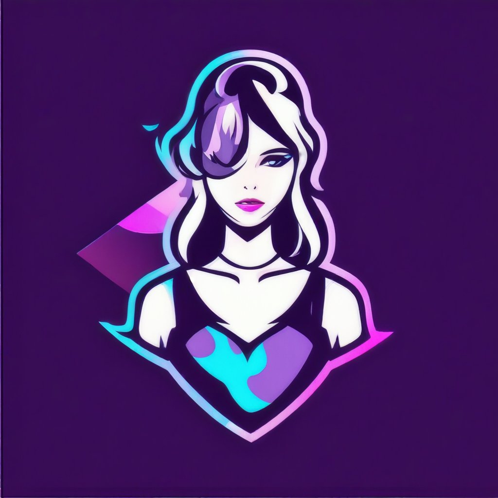 Craft a gaming logo with a fashion theme, merging fashion and AI elements. The logo showcases a stylized, abstract depiction of a woman's face, embodying elegance and technology. The design is vibrant and elegant, utilizing a colorful palette that is both eye-catching and refined. The composition is sleek and impactful, with a focus on modern aesthetics and visual appeal, suitable for a gaming audience with a taste for fashion and innovation.
