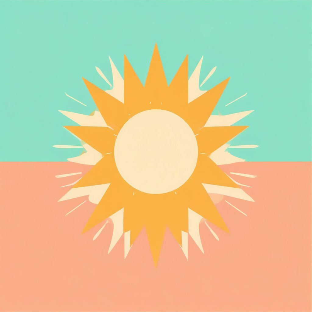 Create a minimalist logo featuring a stylized sunburst icon, exuding positivity and movement. The design blends clean lines with subtle retro touches, using a soft color palette of peach, mint green, and mustard yellow. The channel name is presented in a sleek, sans-serif font, enhancing the modern yet nostalgic feel. The composition is balanced and dynamic, capturing a timeless and lively vibe.