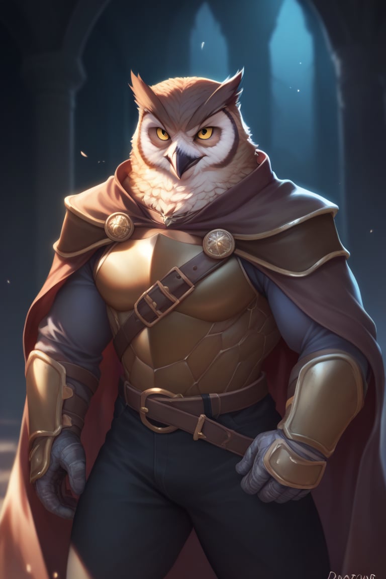 score_9, score_8_up, score_7_up,
Anthro, owl, bird, muscular, gold eyes, , brown feathers, white feathered chest, 
8K, In'ei, chiaroscuro, depth of field, side lighting, cinematic lighting, clear_eyes,
perfect hands, perfect proportions, (leather chest armor)
dynamic pose, detailed anime background, witches cavern, perfect hands, clever, charismatic, alluring and handsome, inviting smile, brash, masterful manipulator, tattered cape, black pants,  
BREAK zPDXL, zPDXLxxx, bnav5 style, 