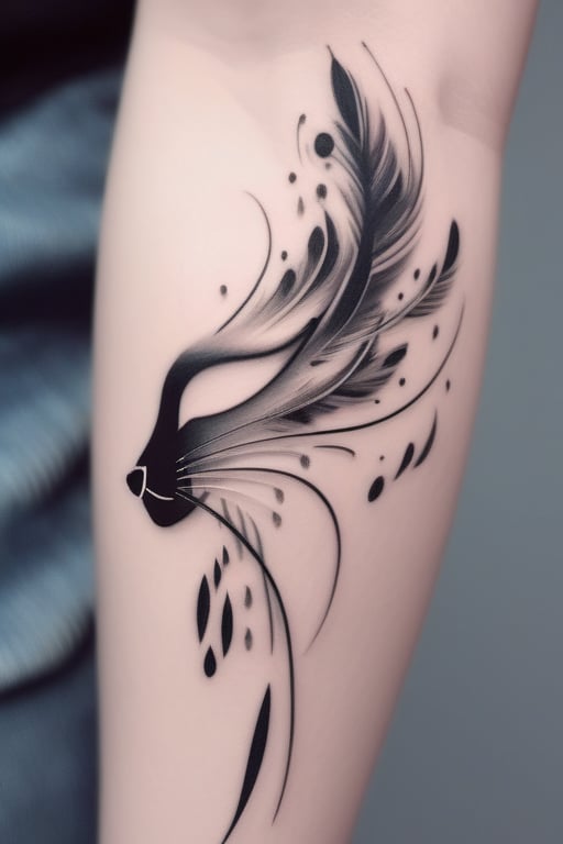 Beautiful minimalistic cat tattoo
FEATHERS flowing from furr
Detailed and more expressive face 