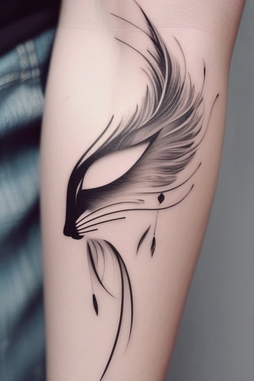 Beautiful minimalistic cat tattoo
FEATHERS flowing from furr
Detailed and more expressive face 