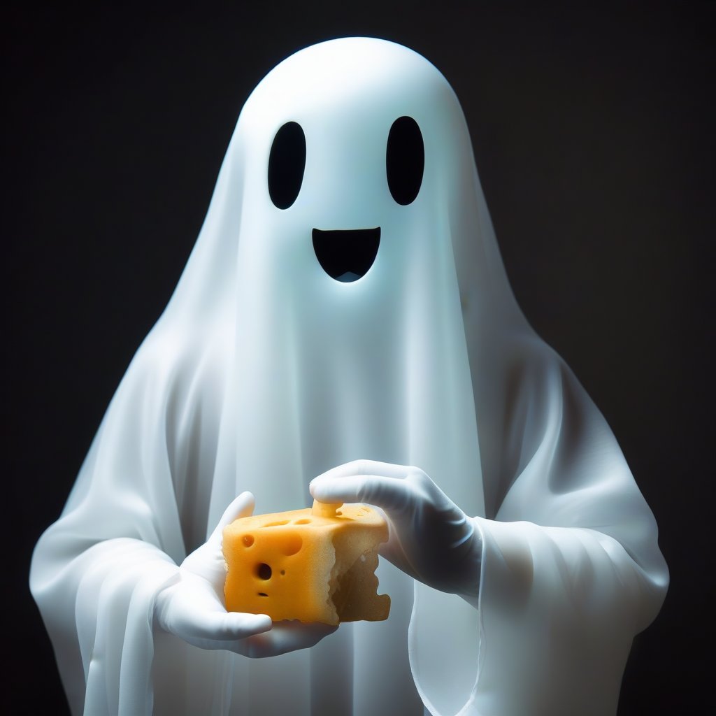 An cute ghost eating fake human which is made by bean