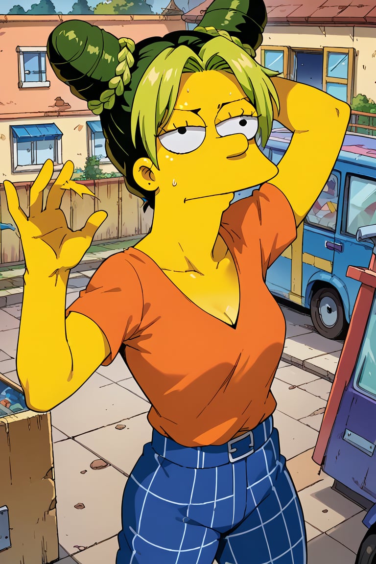 score_9,score_8_up,score_7_up,,kujo jolyne,Marge Simpson clothes,in simpsons house,Marge Simpson jolyne,source_anime,BREAK