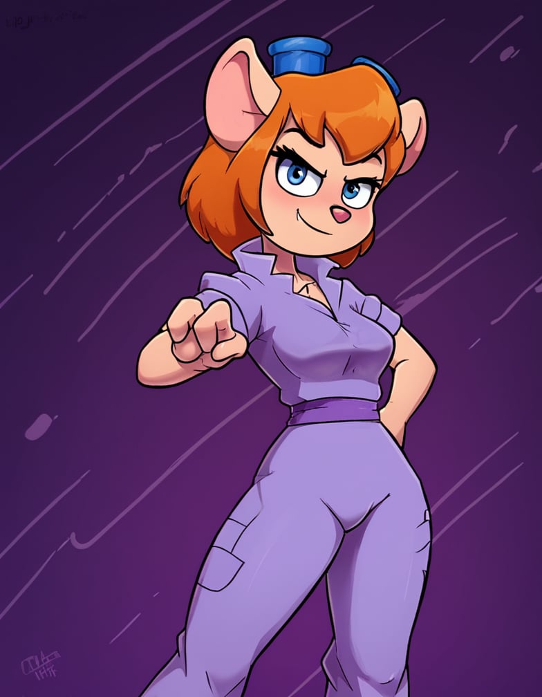 Best quality: furry, mice, retro cartoon, Gadget Hackwrench stands solo, exuding determination as she assumes a powerful kung fu pose. Wearing a striking red Sleeveless Martial Arts Kung Fu Taichi Uniform Suit with Wushu Nanquan Clothes Outfit, her dark blue trousers provide a sleek contrast. Nighttime City street background glows in the shadows, as Gadget prepares to take down bad guys to save her friends.
