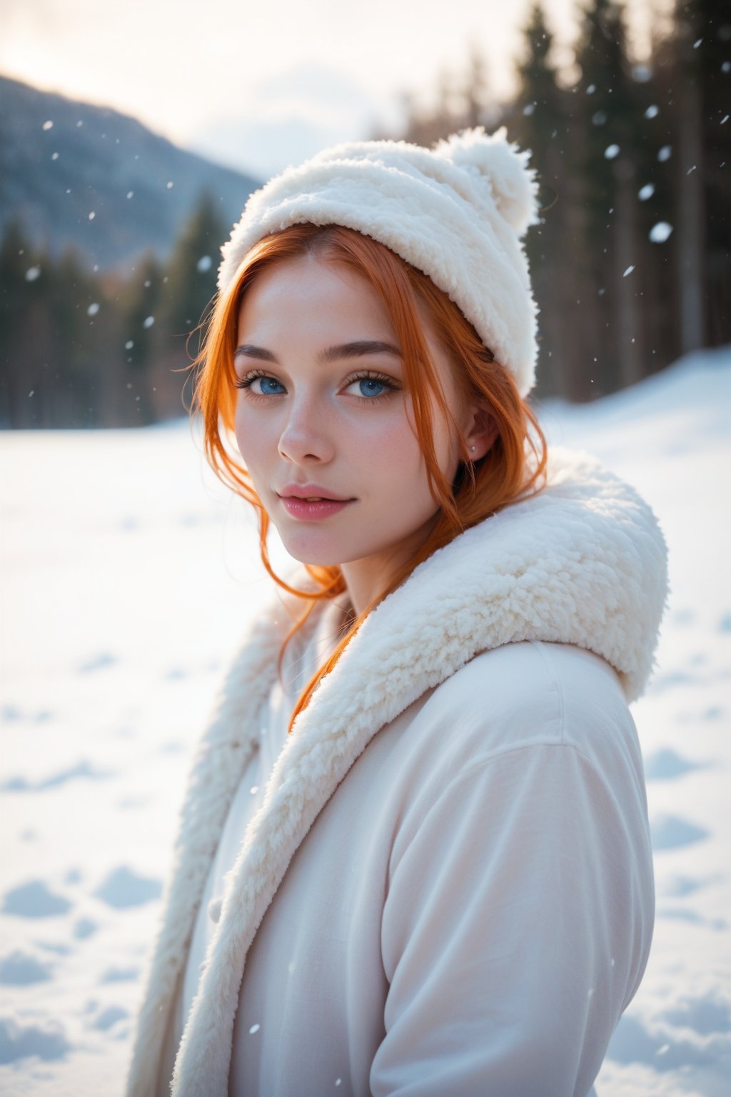 score_9, score_8_up, score_7_up, realistic, a woman under the snow