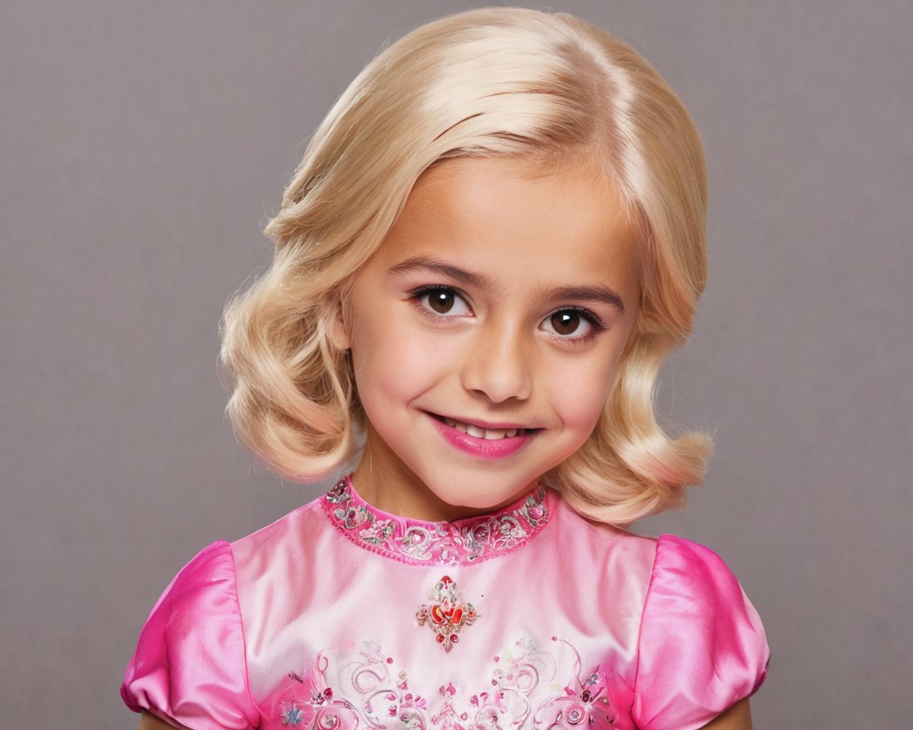 Yusra 7-year-old swedish short hair blonde disney princess on back