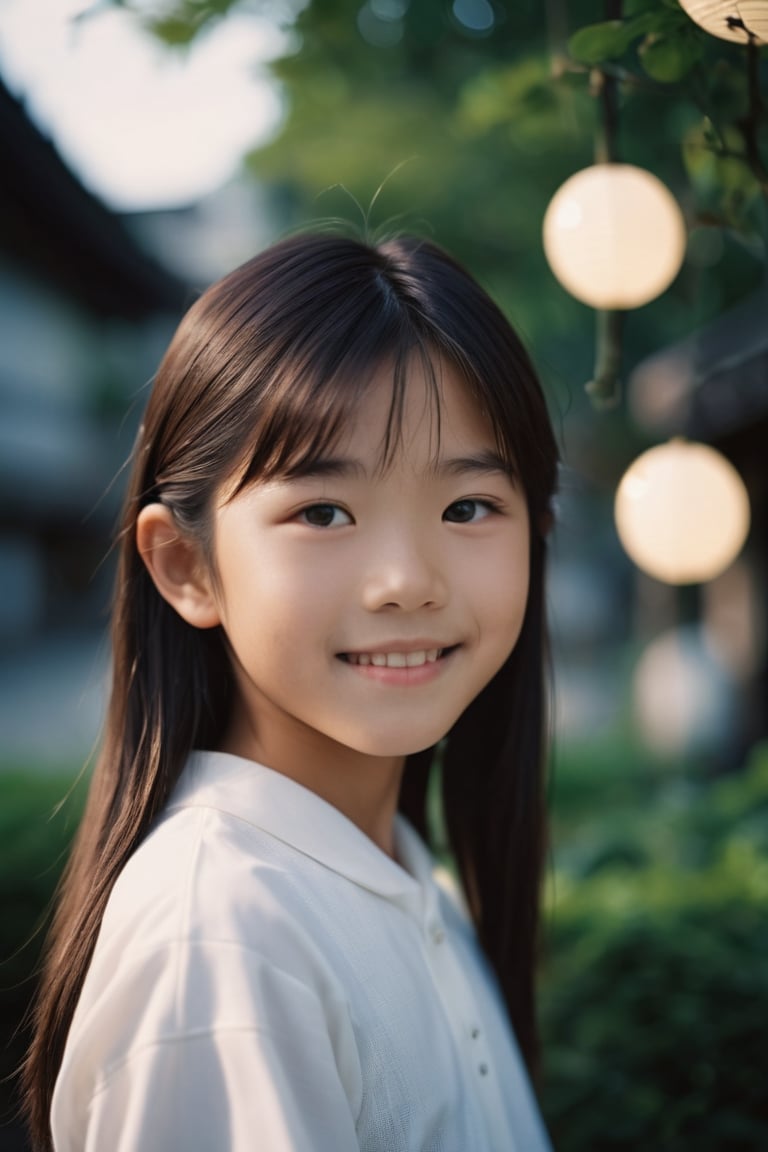 cinematic photo 12yo japanese girl. soft-smile. . 35mm photograph, film, bokeh, professional, 4k, highly detailed