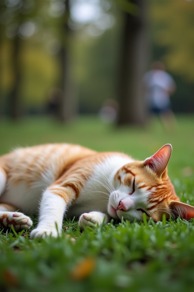 Cat sleeping in the park