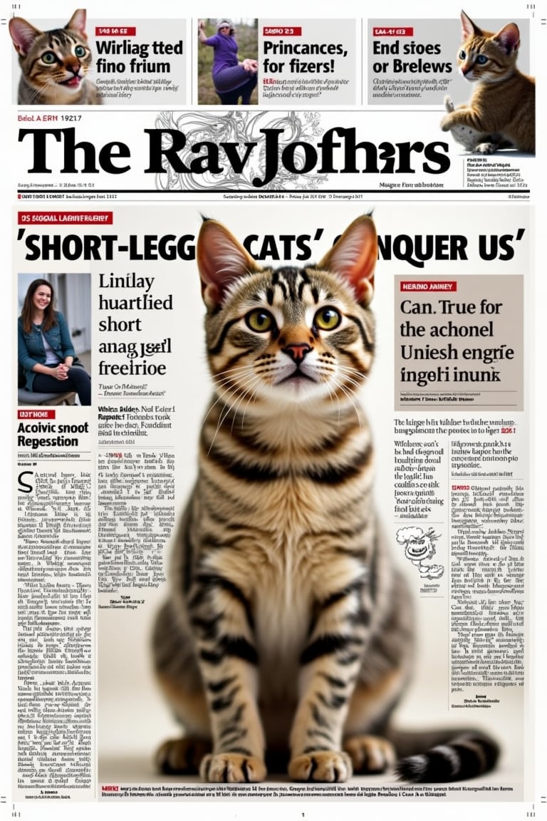 The headline on the magazine cover is "British short-legged cats conquer us".