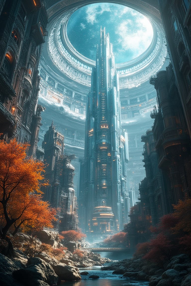 Masterpiece, 8k, hdr, best quality, photography, analog style, real life, extremely beautiful, (highly detailed, intricately detailed), ray tracing, (dramatic lighting), Inside a glass dome, the human being evolved, conquered space, settled on other planets, created new, highly advanced civilizations, crystal cities, very high vertically, joined by roads linking the transparent glass buildings, these buildings generate the energy for life, supply the needs of the city, the dome reflects the light protecting them from the outside, in the clear sky you can see the stars and constellations, autumn

