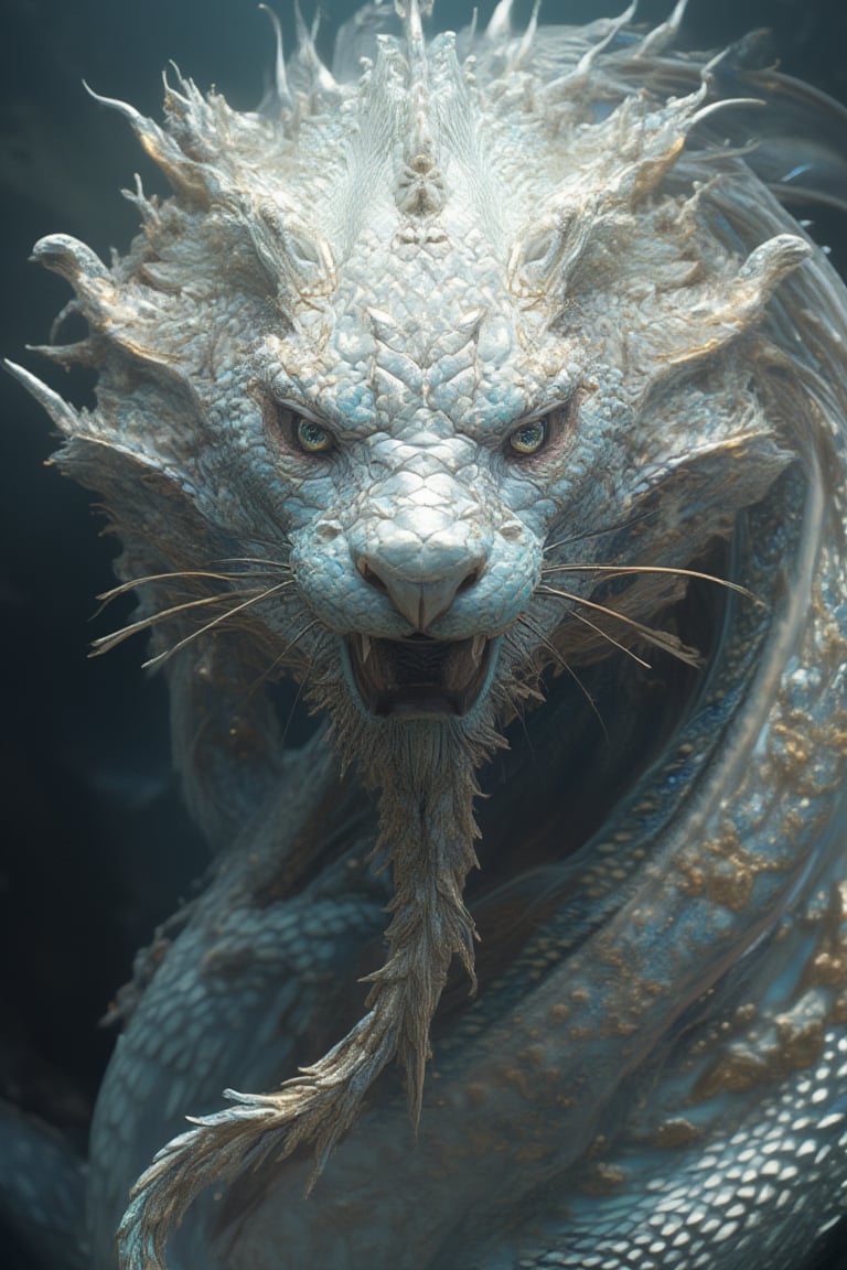 masterpiece, 8k, HDR, best quality, photography, analog style, real life, extremely beautiful, (highly detailed, intricately detailed), a majestic, giant white [snake|cat] hybrid, adorned with shiny, iridescent scales
