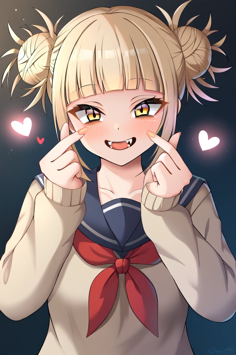 himiko toga,finger heart,double finger heart,1girl,solo