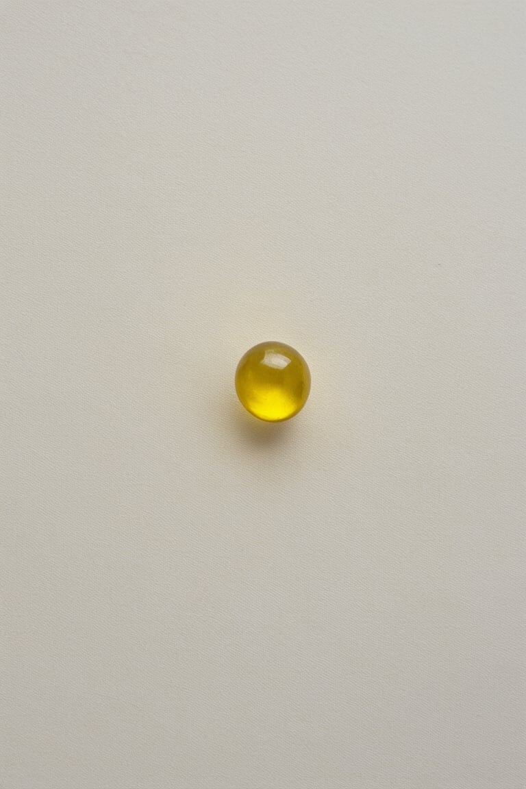 A close-up shot of a bright yellow hue, surrounded by a clean white background, showcasing its vibrant tone. The color is evenly distributed, with no visible streaks or inconsistencies. The framing is tight, focusing the viewer's attention solely on the yellow. Soft, diffused lighting illuminates the subject from above, creating a sense of depth and dimensionality. In the center of the frame, a small, rounded shape (such as a bead or button) sits atop a thin, raised platform, emphasizing its solitary presence.