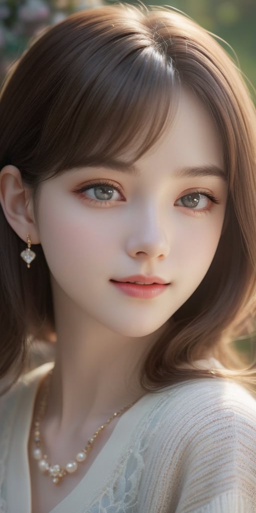 Beautiful, soft light, (beautiful and delicate eyes), very detailed, pale skin, big smile, (long hair), dreamy, medium chest, female 1, ((front shot)), bangs, soft expression, height 170, elegant , Bright smile, 8k art photo, photorealistic concept art, realistic, person, small necklace, off shoulder, small earrings, fantasy, jewelry, shyness, dreamy soft image, masterpiece, ultra high resolution, skirt, shirt, sweater, color , (both eyes (He gently closes his eyes, raises his head slightly, and appears absorbed in pleasant thoughts),dragon