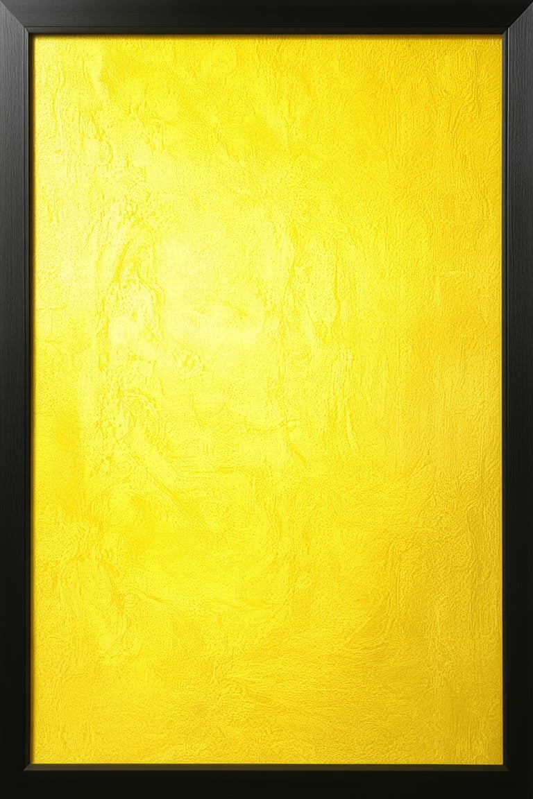 A vibrant yellow color model dominates the scene as a sleek, modern graphic design concept. Framed within a bold black border, the bright hue takes center stage on a white background. Soft, warm lighting highlights the textured, organic shape of the design, with gentle shadows accentuating its three-dimensional quality.