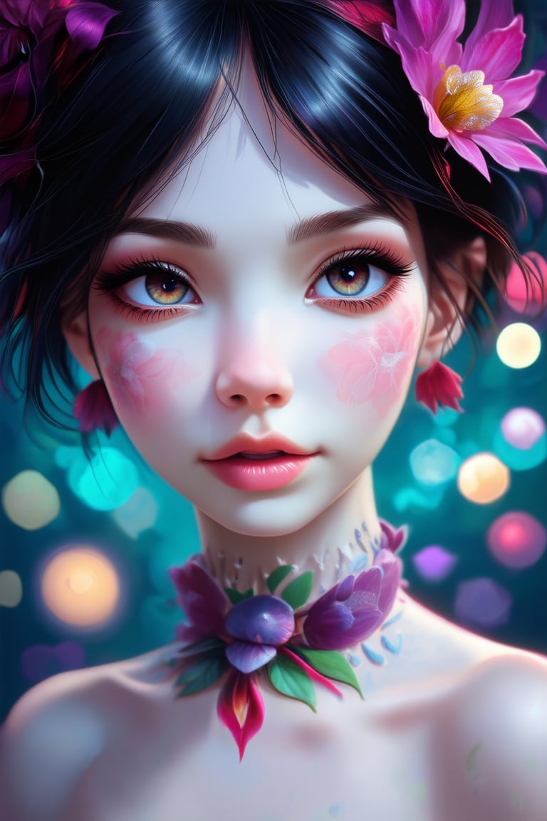 hyperrealistic digital painting by Jeremiah Ketner, shallow depth of field, bokeh, incredibly detailed, real, photshoot, woman