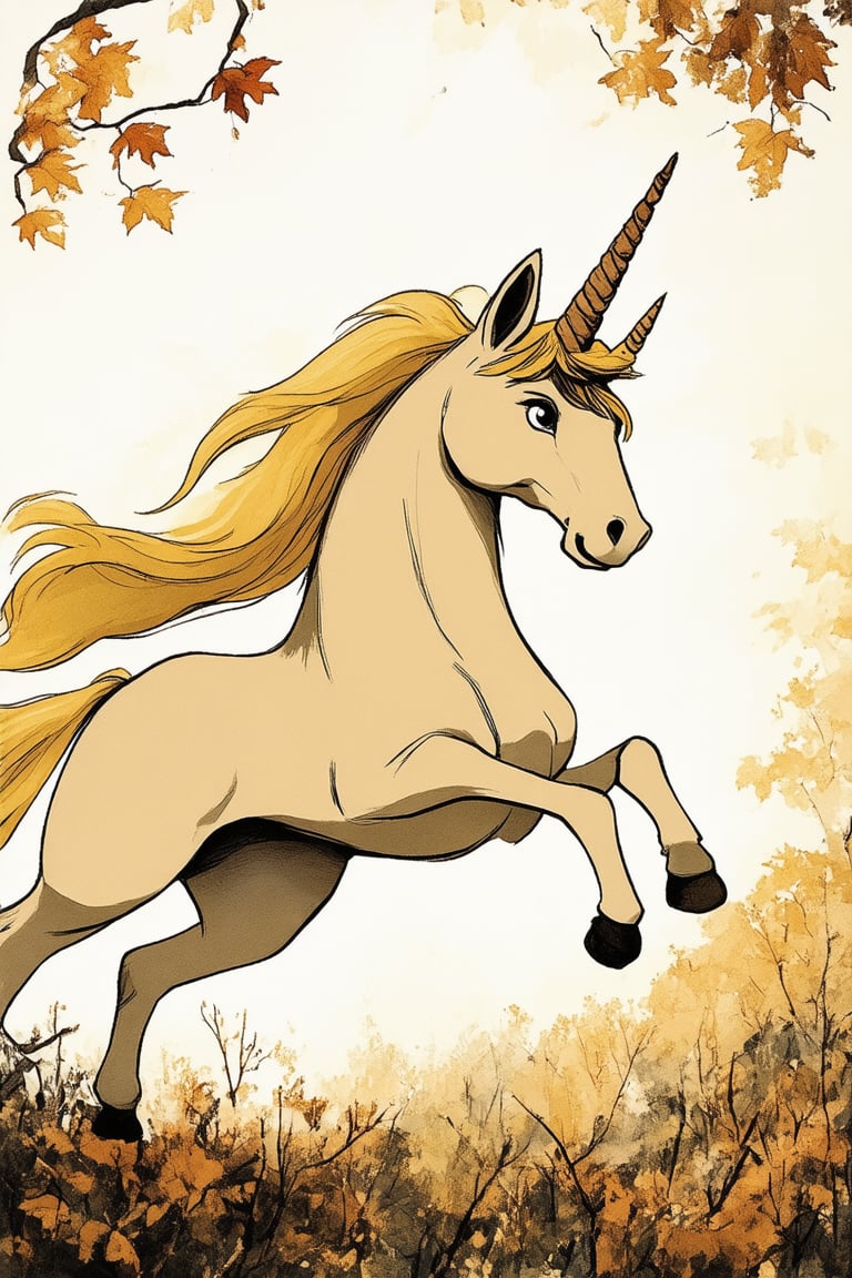 A nostalgic prompt!

An animated film featuring Don Bluth's signature style, with a warm golden light illuminating a whimsical forest setting. A majestic unicorn, reminiscent of those from 'The Secret of NIMH', prances through the underbrush, its shimmering horn and flowing mane catching the sunlight. The camera pans up to reveal a lush canopy above, with leaves rustling softly in the breeze.