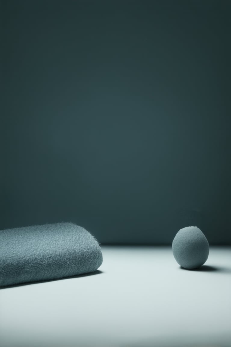 A minimalist still life setup against a simple flat background, with a single object or small grouping of objects placed centrally, devoid of distractions or clutter. Soft, even lighting illuminates the scene from a 45-degree angle, creating a shallow depth of field and emphasizing the subject's textures and forms.