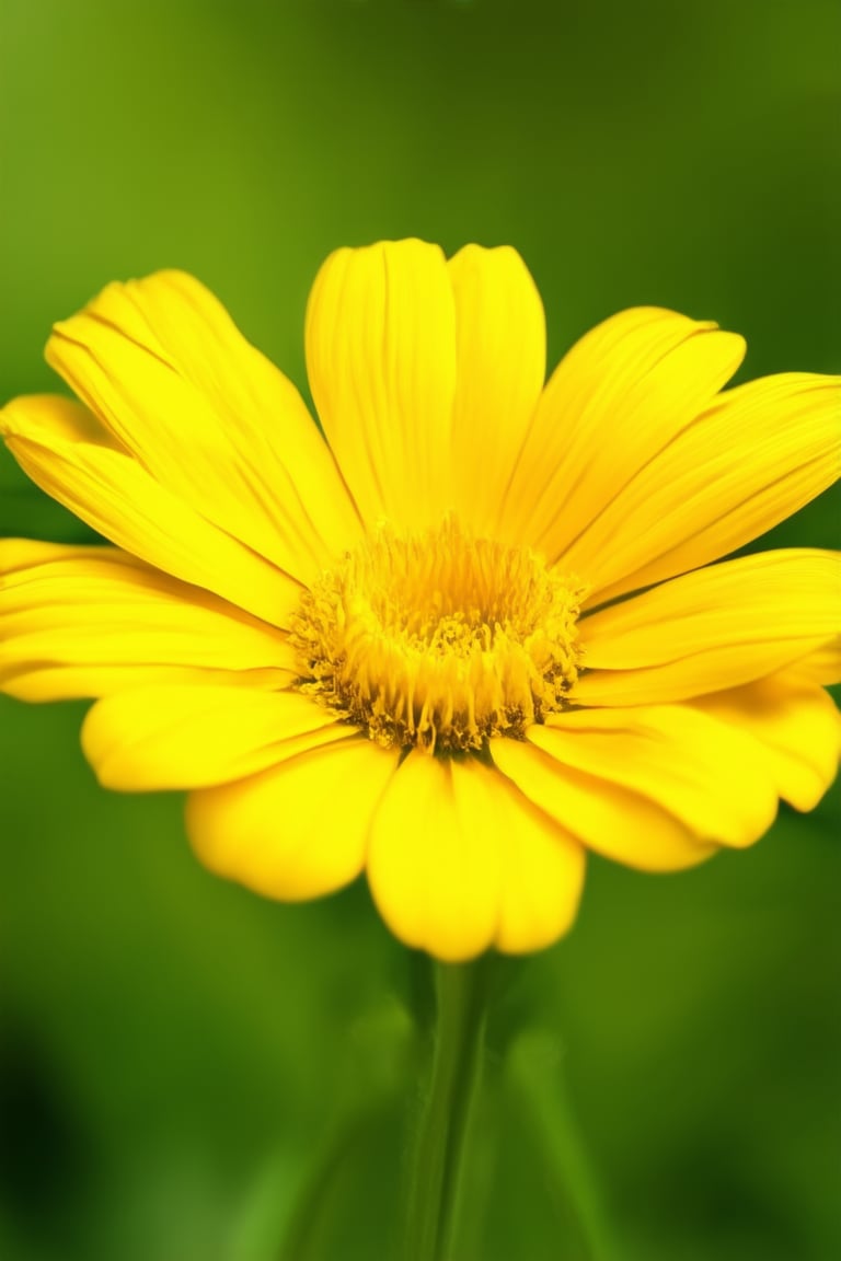 A close-up shot of a bright yellow Solak flower, its petals unfolding like tiny rays of sunshine. The vibrant yellow hue dominates the frame, set against a soft green background that subtly highlights the flower's delicate texture. The lighting is warm and inviting, with a subtle glow that enhances the flower's natural beauty.