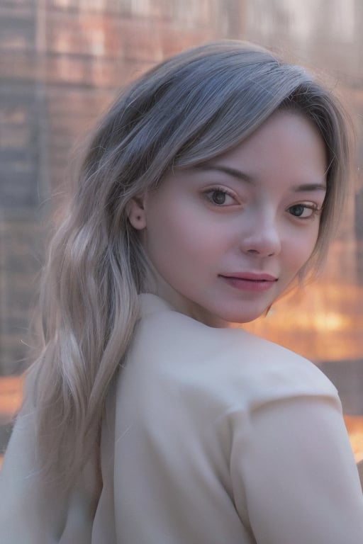 A stunning portrait of a woman with ultra-high detailed skin, set against the warm tones of golden hour. The subject's long, dark hair cascades down her back like a waterfall of night, with subtle waves and texture that invite the viewer to touch. Her beautiful eyes, a mesmerizing blend of blue and brown, sparkle like stars in the soft, bokeh-lit background. The lace-trimmed shoulders frame her delicate features, creating a sense of elegance and sophistication. In the foreground, the subject's skin glows with radiant health, every pore and freckle rendered in exquisite detail, as if captured in a 8K RAW image.