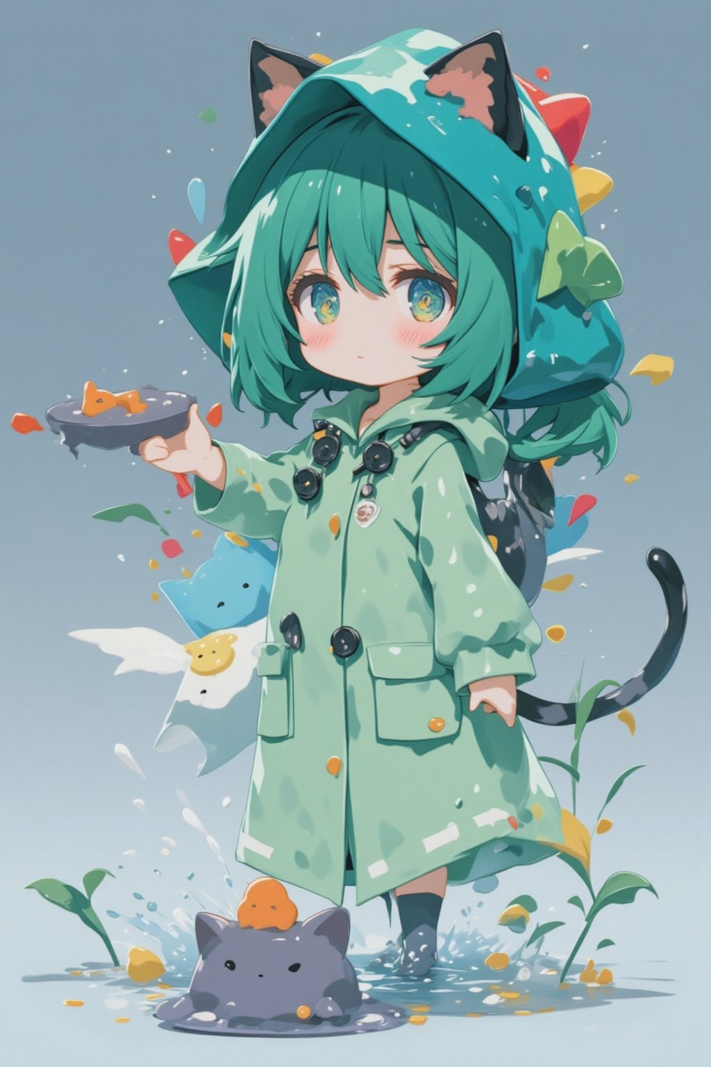 jongikeobemaegju_Ghibli_style_girl_in_raincoat_cat_wet_in_the_r,chibi,lyh_nendo