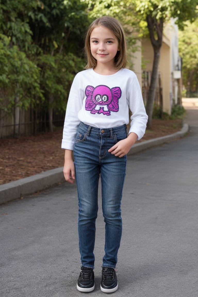 11yo tween girl with well-formed body and alluring childish style wear