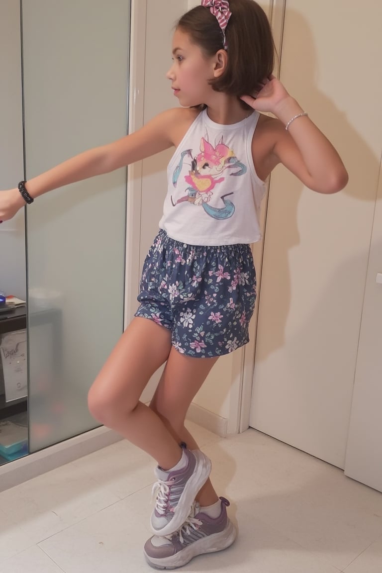 11yo tween girl with well-formed body and alluring childish style wear