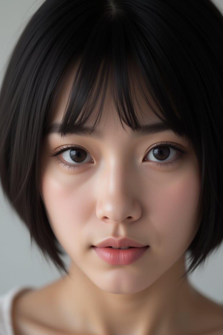 close-up, japanese idol, 18 year old, black eyes, pixie cut hair, ultra-realistic, portrait, shot on a Sony A7III, high quality --ar 35:64 --quality 2 --v 6.1