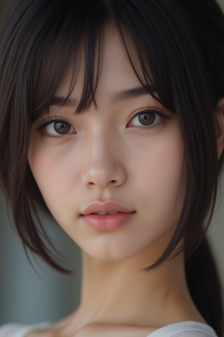 close-up, japanese idol, 18 year old, black eyes, ultra-realistic, portrait, shot on a Sony A7III, high quality --ar 35:64 --quality 2 --v 6.1