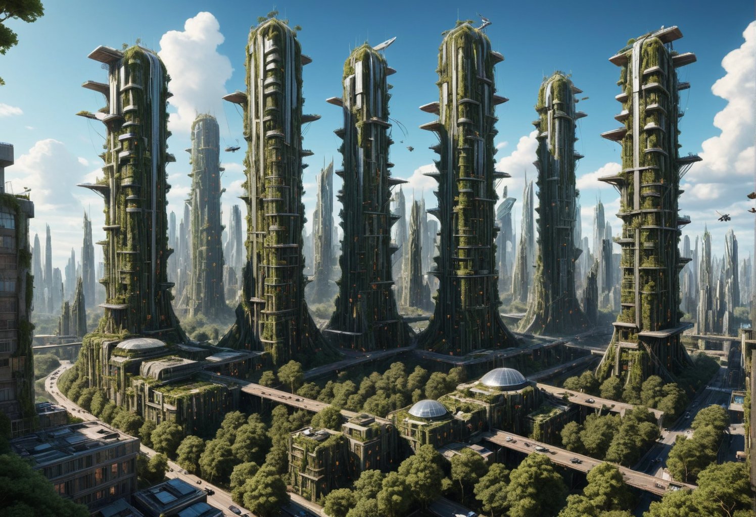 "rating_questionable, rating_violence=Extreme, Hyperrealistic, Fantasy,Manga, score_9,score_8_up,score_7_up, futuristic lothlorien, wooden skyscrappers integrated in vegetation, among tall and ancient trees, [[solar panels on roofs]], [wind turbines], (((solarpunk))).High Definition 64K, (Detailed and Intricate:1.1), Digital Art, Photo, Realistic, Cinematic, (Beautiful Studio Lighting:0.5),vivid colors"