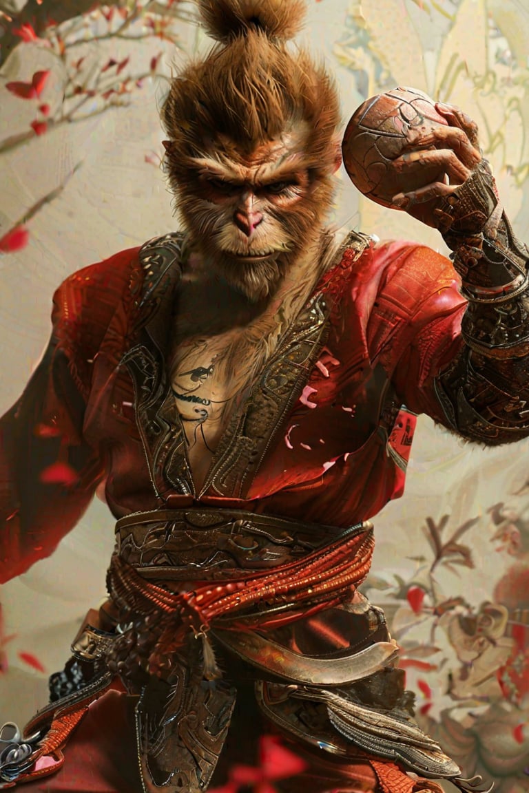 2. Wukong, a man in a costume holding a ball

