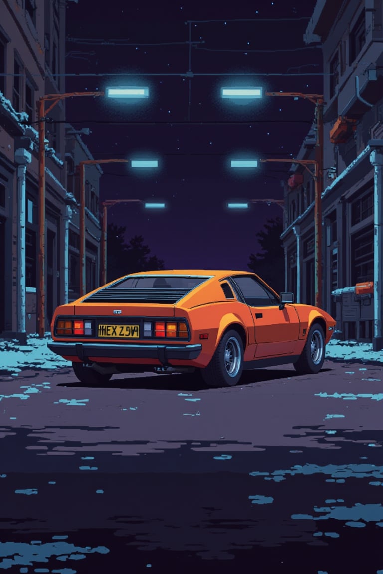 pixel art, a 70s car, classic game screenshot