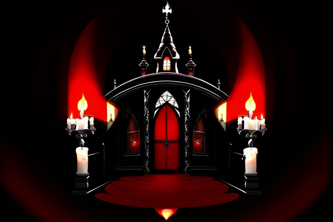 Imagine a gothic-inspired ritual where a girl composed of flames performs a dance in an old, gothic chapel. Her fiery dress and intricate, dark patterns create an enchanting contrast against the dim, candlelit surroundings.