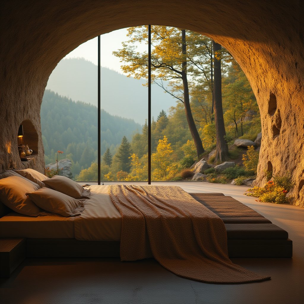 poitraiit of a beauty girl lying in bedroom, nature scene outside