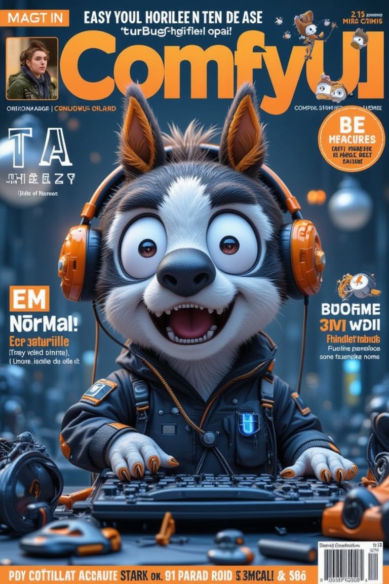 Magazine cover with title “ TA ComfyUI bugs! Be trendy!", caricature of damaged computer as cover Realistic , modern (((Realistic  style)))