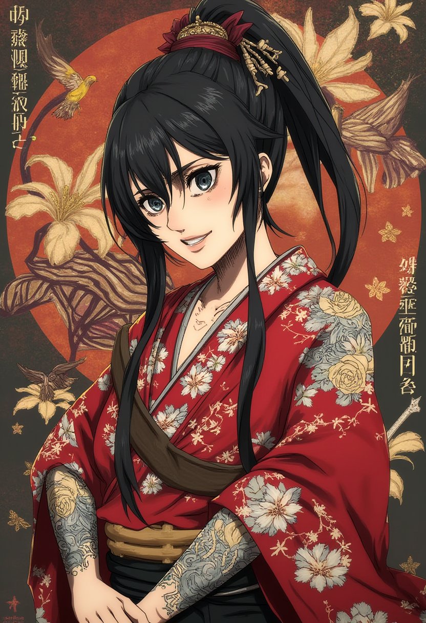 Kimono samurai tattos,animestyle,aotstyle