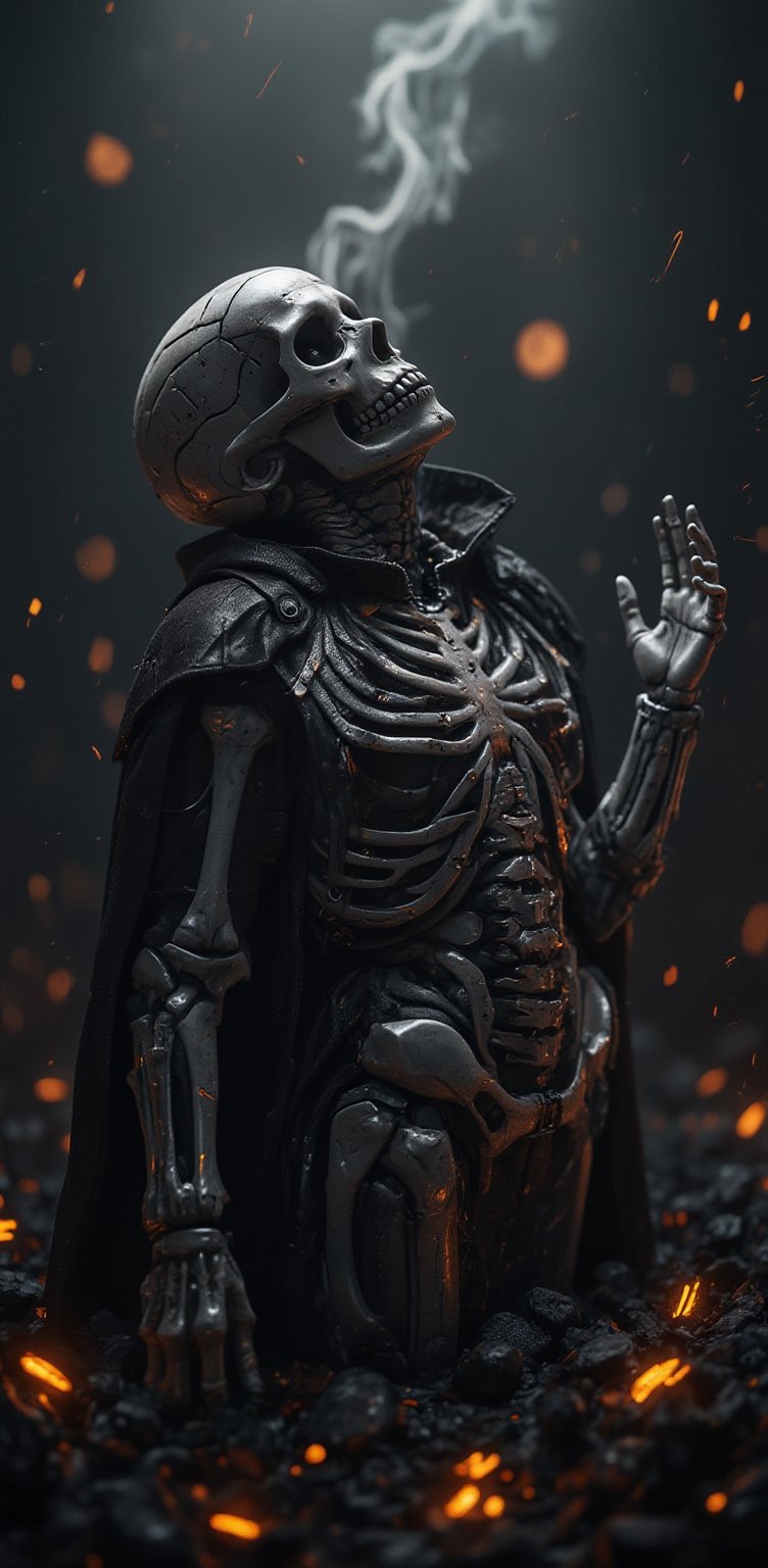 Ace of spades, skulls, skeletons, gothic,  smoke, 3D , black,black smoke,futurediff,assassinkahb style,LyraEcho