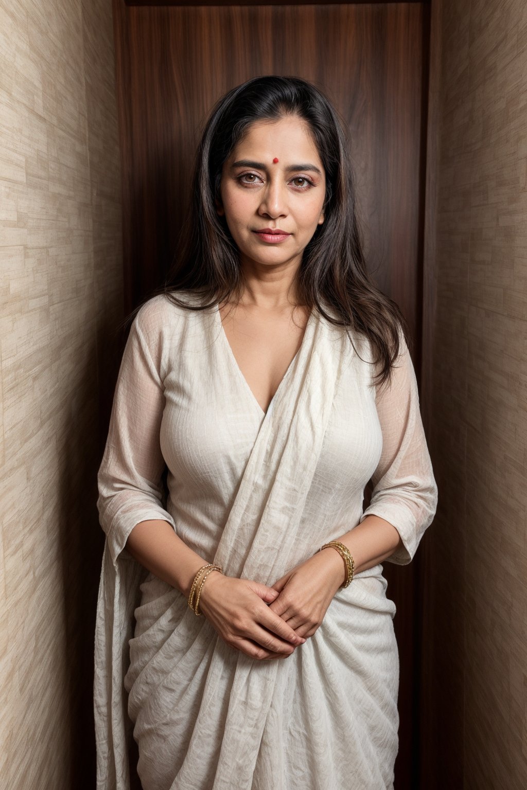 An mature indian woman, Black long hair