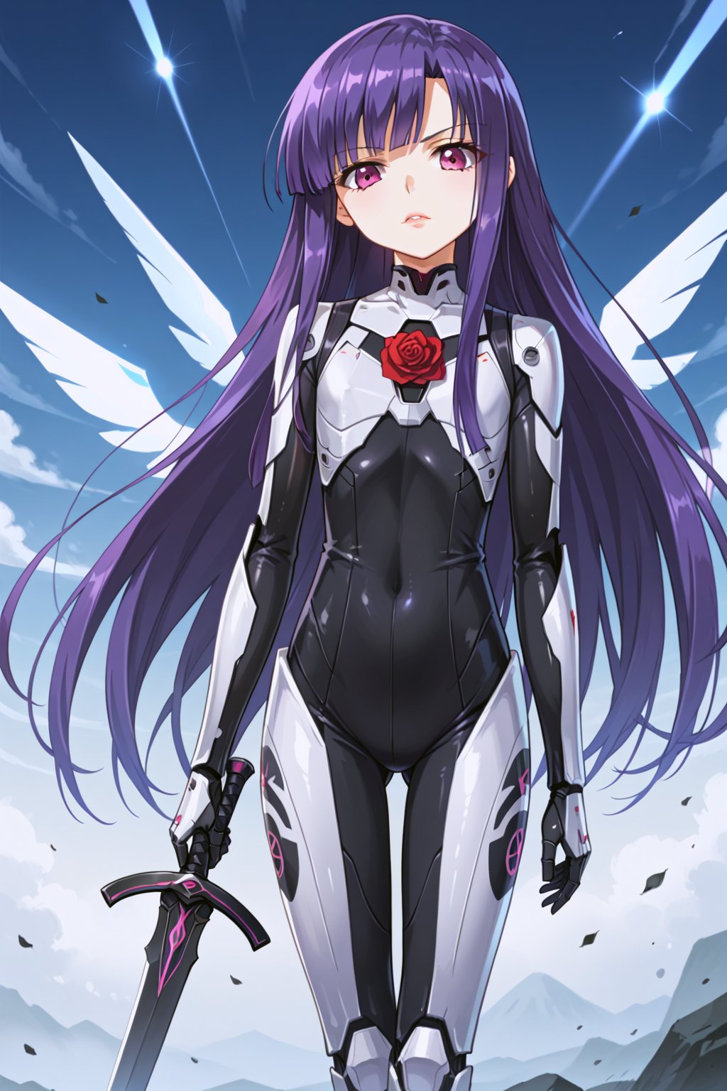 score_9, score_8_up, score_7_up, score_6_up, score_5_up, score_4_up, perfect anatomy,
1girl, furuderika_pony, purple hair, flat_chest, shiny skin
,
 A full body shot of a young japanese, short straight black hair, yandere, one raised eyebrow, wearing a black and white metal cyborg suit, one arm robotic, swords floating around, rose lips, dark future battlefield background, ,heavy_jacket,
,
,//LoRA
anime_screencap, beautiful_female_fingers, (correct number of fingers), (perfect hands), perfect anatomy, furuderika_pony,reset_Kalar,tillday_shape