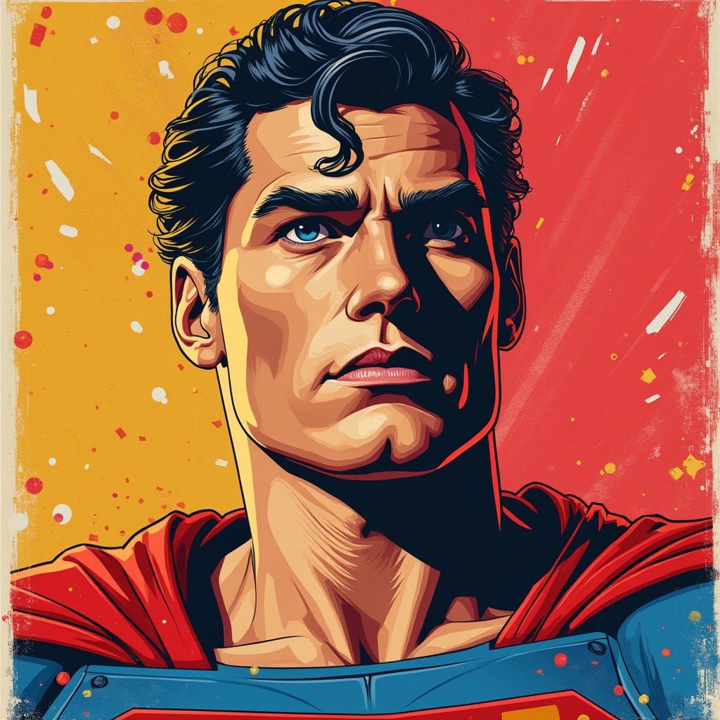 Portrait of Superman, pop-art style