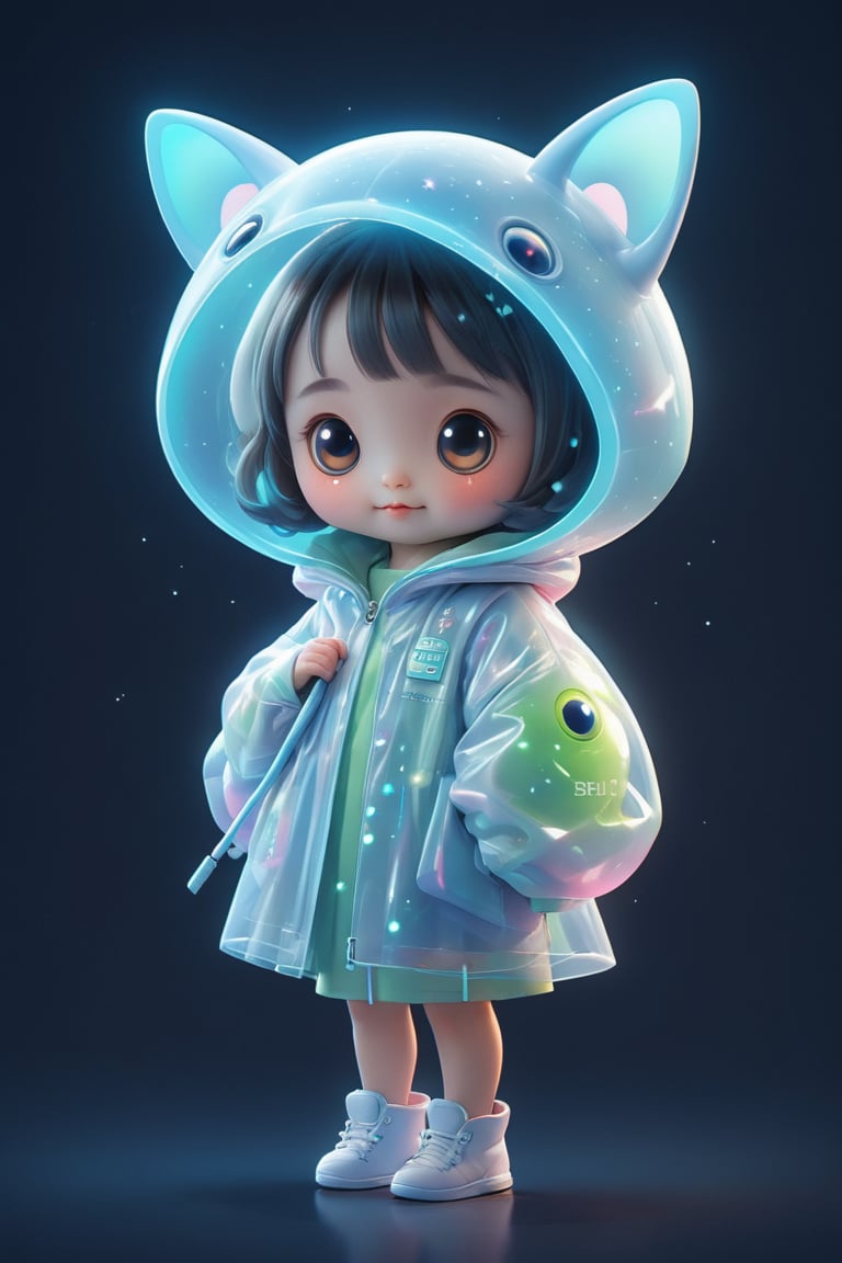 create me the cutest little alien being,3D Cartoon Vision,short-hair,chinese girl,word,
