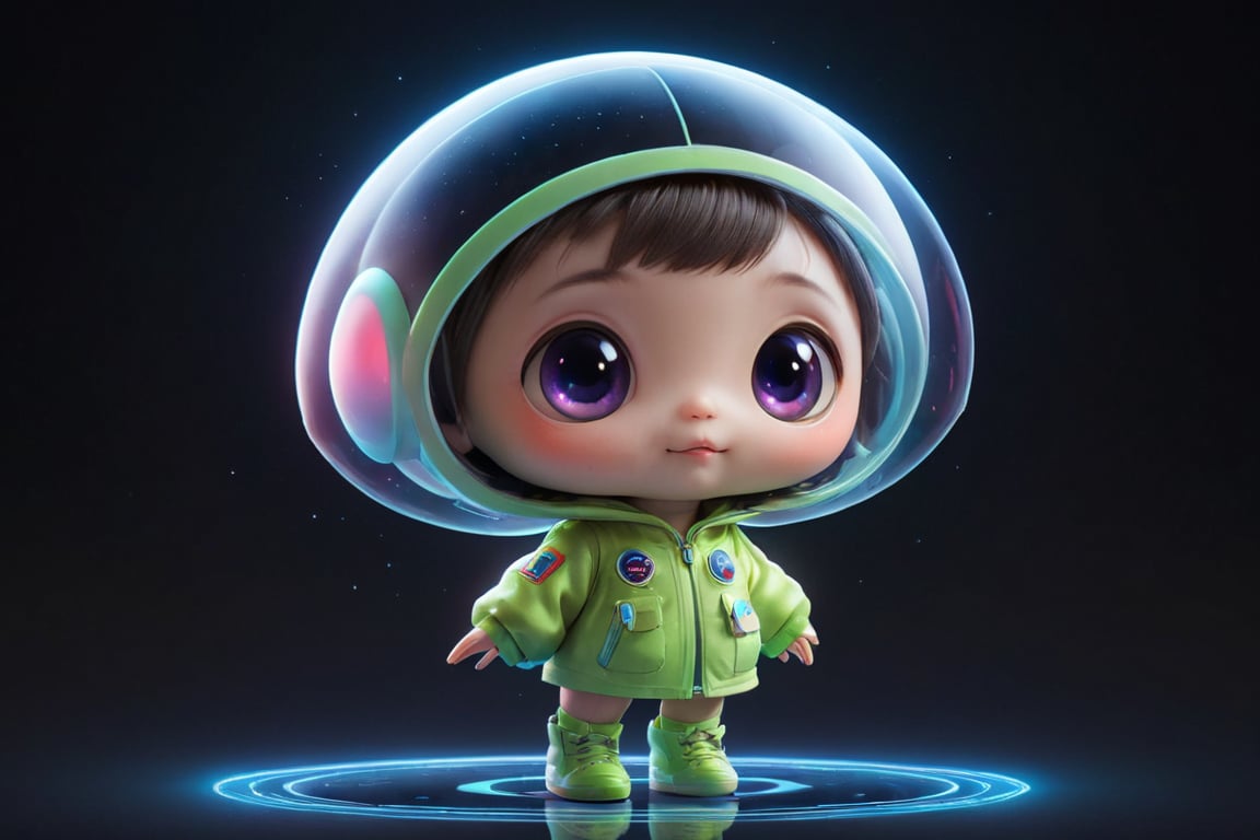 create me the cutest little alien being,3D Cartoon Vision,short-hair,chinese girl,work