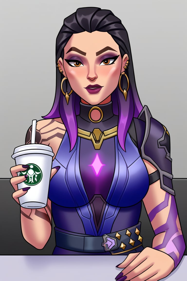 Reyna, Valorant, drink coffee